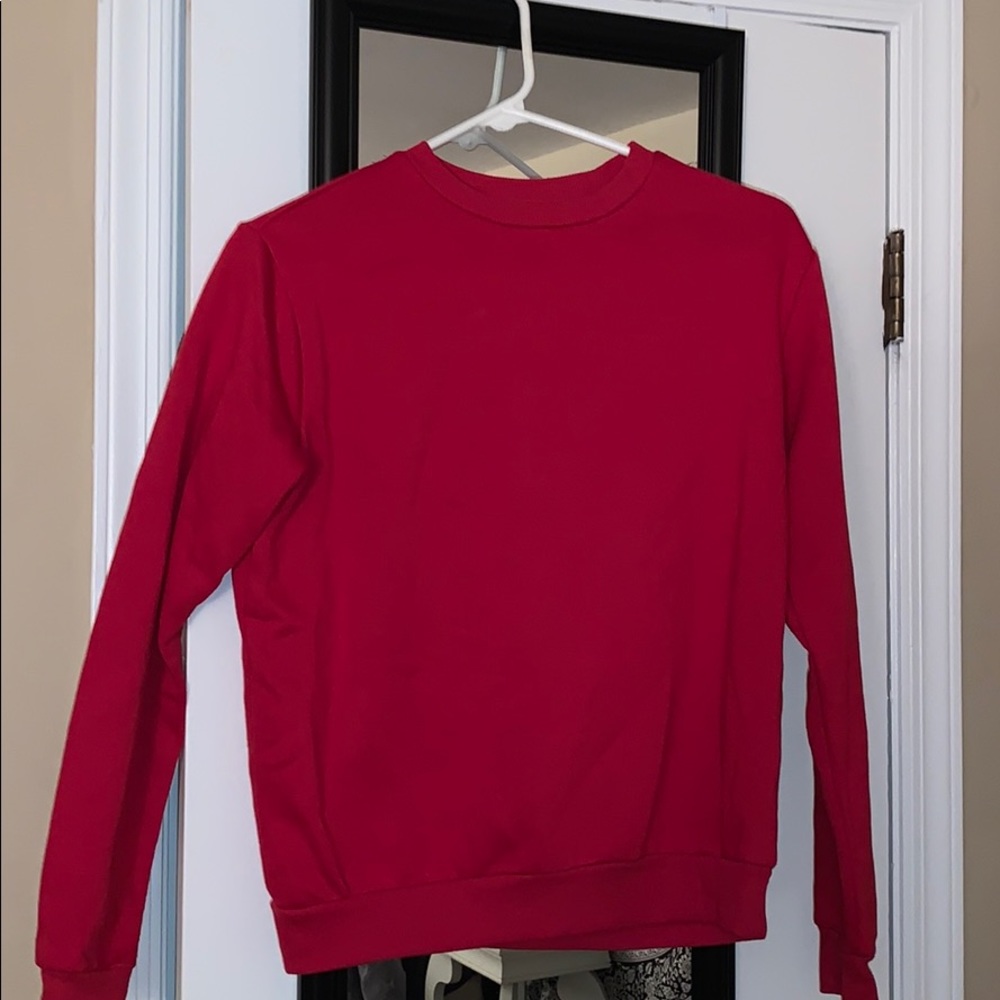red crewneck sweatshirt